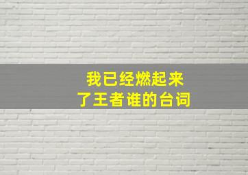 我已经燃起来了王者谁的台词