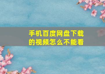 手机百度网盘下载的视频怎么不能看