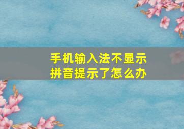 手机输入法不显示拼音提示了怎么办