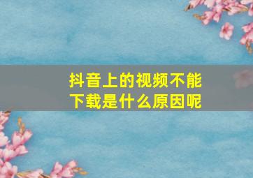 抖音上的视频不能下载是什么原因呢