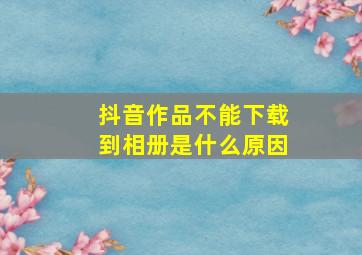 抖音作品不能下载到相册是什么原因