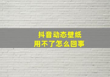 抖音动态壁纸用不了怎么回事