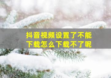 抖音视频设置了不能下载怎么下载不了呢