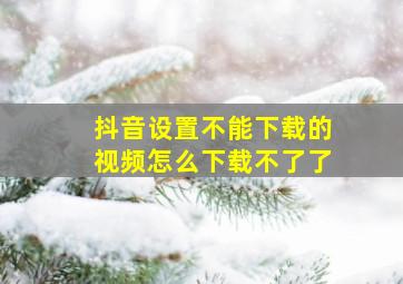 抖音设置不能下载的视频怎么下载不了了