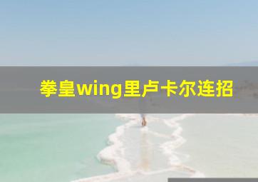 拳皇wing里卢卡尔连招