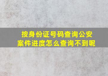 按身份证号码查询公安案件进度怎么查询不到呢