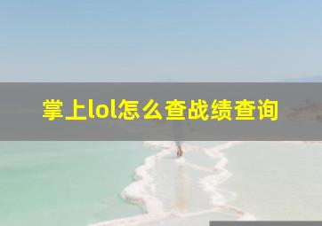 掌上lol怎么查战绩查询