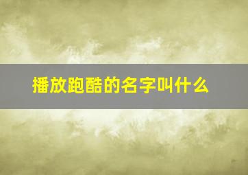 播放跑酷的名字叫什么