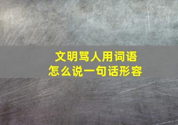 文明骂人用词语怎么说一句话形容