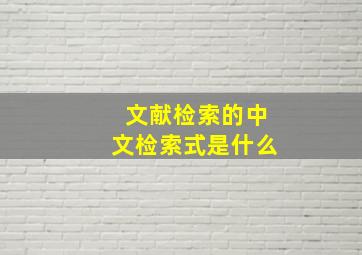 文献检索的中文检索式是什么