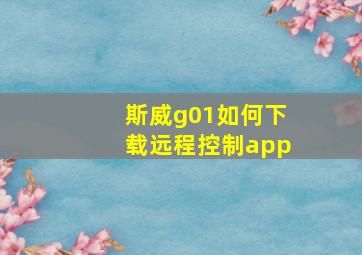 斯威g01如何下载远程控制app