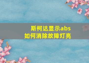 斯柯达显示abs如何消除故障灯亮