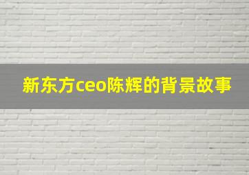 新东方ceo陈辉的背景故事