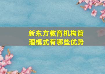 新东方教育机构管理模式有哪些优势