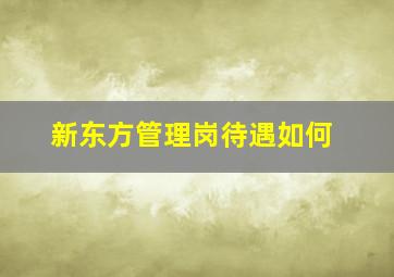 新东方管理岗待遇如何