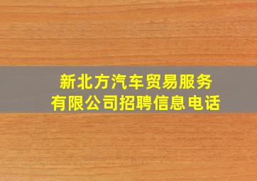 新北方汽车贸易服务有限公司招聘信息电话