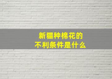 新疆种棉花的不利条件是什么