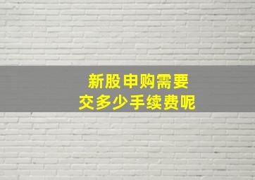 新股申购需要交多少手续费呢