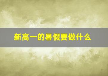 新高一的暑假要做什么