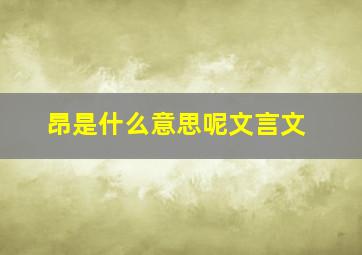 昂是什么意思呢文言文