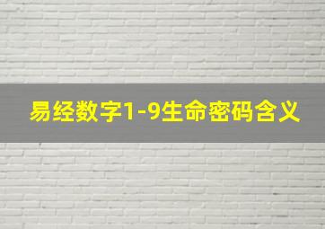 易经数字1-9生命密码含义