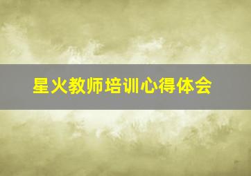 星火教师培训心得体会