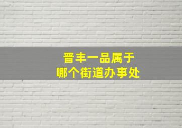 晋丰一品属于哪个街道办事处