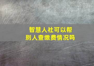 智慧人社可以帮别人查缴费情况吗