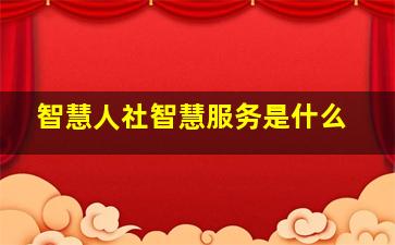 智慧人社智慧服务是什么