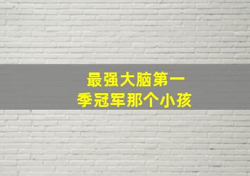 最强大脑第一季冠军那个小孩