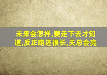 未来会怎样,要走下去才知道,反正路还很长,天总会亮