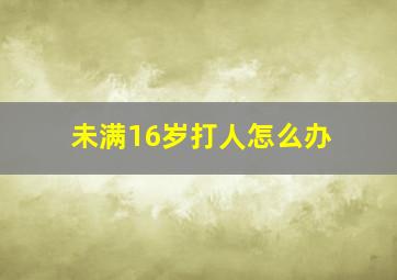 未满16岁打人怎么办