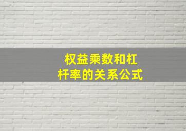 权益乘数和杠杆率的关系公式