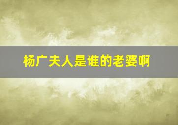 杨广夫人是谁的老婆啊