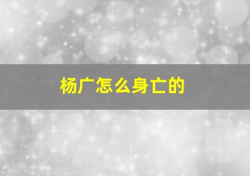 杨广怎么身亡的