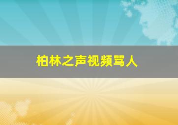 柏林之声视频骂人