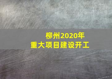 柳州2020年重大项目建设开工