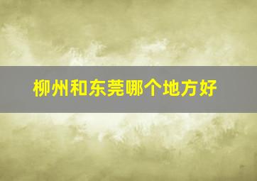 柳州和东莞哪个地方好