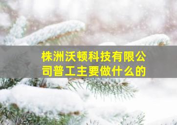 株洲沃顿科技有限公司普工主要做什么的