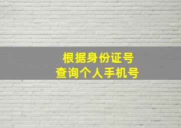 根据身份证号查询个人手机号