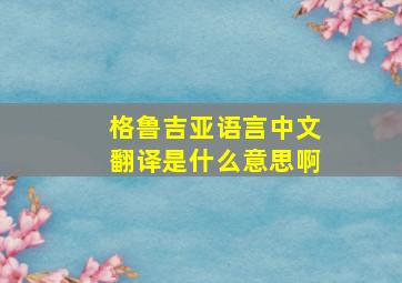 格鲁吉亚语言中文翻译是什么意思啊