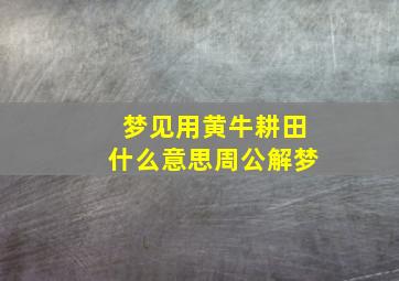 梦见用黄牛耕田什么意思周公解梦