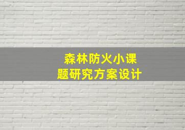 森林防火小课题研究方案设计