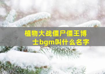 植物大战僵尸僵王博士bgm叫什么名字