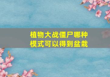 植物大战僵尸哪种模式可以得到盆栽