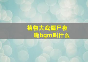 植物大战僵尸夜晚bgm叫什么