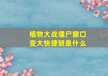 植物大战僵尸窗口变大快捷键是什么