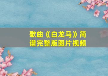 歌曲《白龙马》简谱完整版图片视频