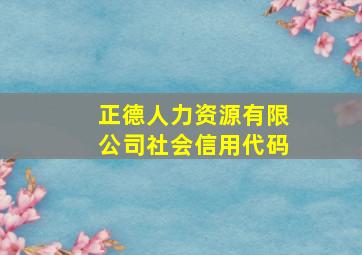 正德人力资源有限公司社会信用代码