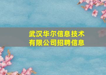 武汉华尔信息技术有限公司招聘信息